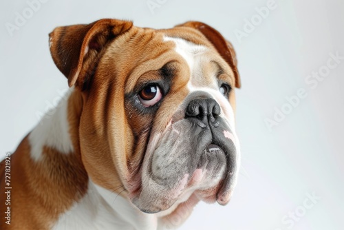 A detailed close up of a dog's face against a clean white background. Perfect for pet owners, veterinarians, or any dog-related publications © Fotograf