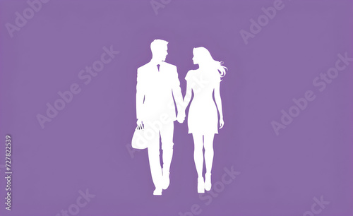 Wallpaper Mural Couple white silhouette. soft purple background with copy space. Generative AI Torontodigital.ca