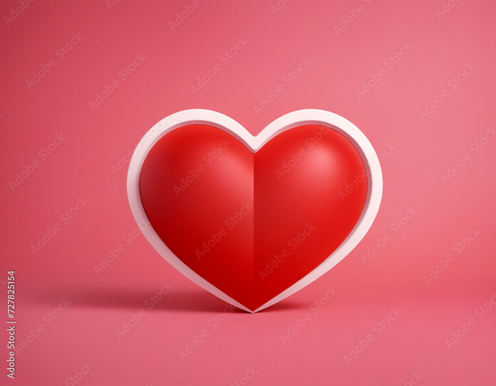 A big red heart on a pink background.