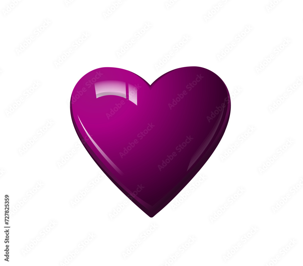 Purple glossy vector heart valentine vector illustration