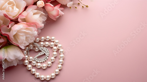 Elegant set of accessories for women. Free space for text