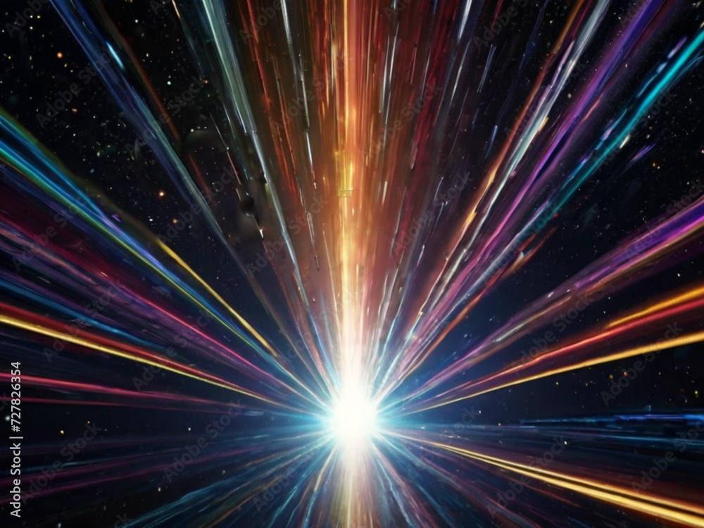 Light speed, hyperspace, space warp background. streaks of light gathering towards the event horizon Light speed, hyperspace, space warp background. streaks of light gathering towards the event horizon