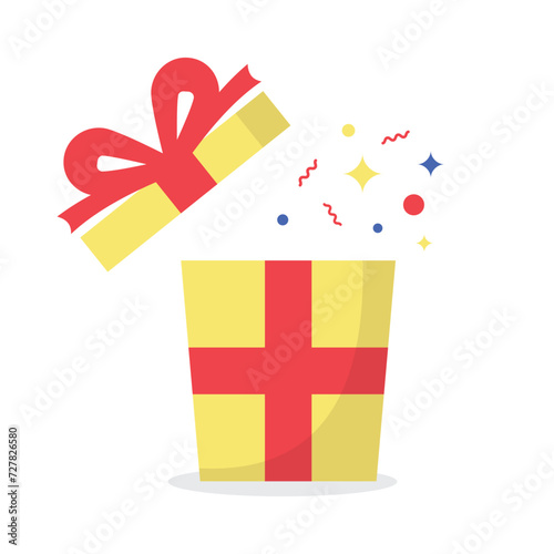 celebrate open gift box festive decor bow ribbon vector illustration