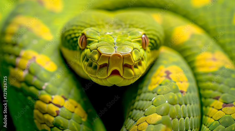 Fototapeta premium Close up view of a dangerous green snake.
