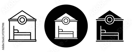 Accommodation outline icon collection or set. Accommodation Thin vector line art