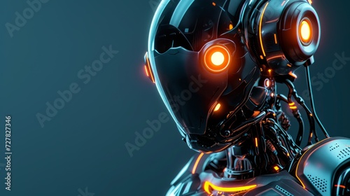 A futuristic robot with glowing eyes