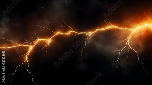 Flash of lightning on dark background banner design