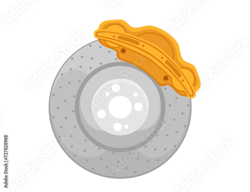 Car disk brakes wheel element vector illustration isolated on white background