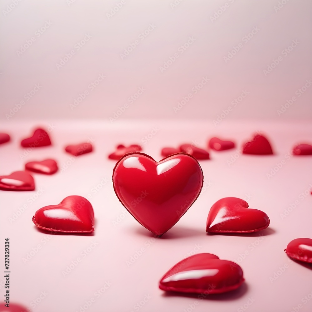 Fototapeta premium hearts on a red background