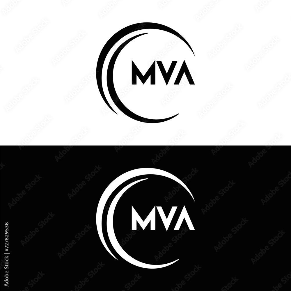 MVA logo. MVA set , M V A design. White MVA letter. MVA, M V A letter logo design. Initial letter MVA letter logo set, linked circle uppercase monogram logo. M V A letter logo vector design.	
