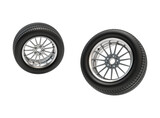 Aluminum wheel car tires, 3D illustration.