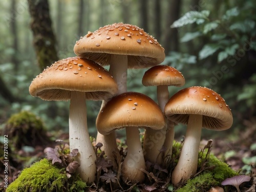 Close up beautiful bunch mushrooms