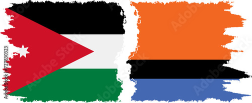 Chagos and Jordan grunge flags connection vector