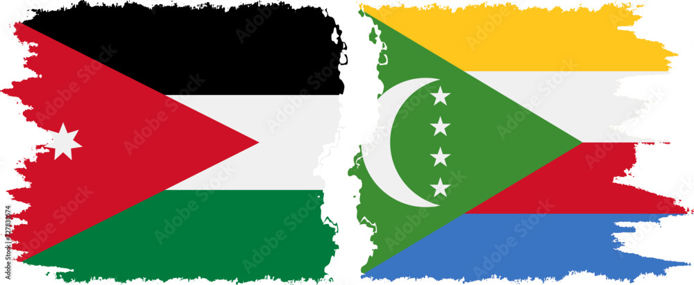 Comoros and Jordan grunge flags connection vector Comoros and Jordan grunge flags connection vector