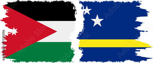 Curacao and Jordan grunge flags connection vector