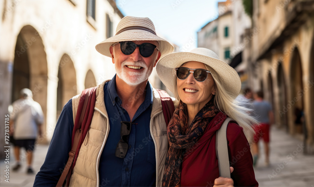 Happy senior couple enjoying their time together on the vacation. Active retirement concept Happy senior couple enjoying their time together on the vacation. Active retirement concept