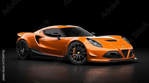 Luxury orange sports car. Futuristic sports car concept. Generative AI.