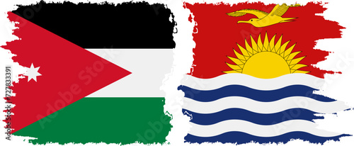 Kiribati and Jordan grunge flags connection vector