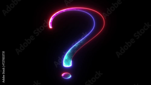 Wallpaper Mural Neon glowing question mark abstract black background. Neon question mark icon Torontodigital.ca