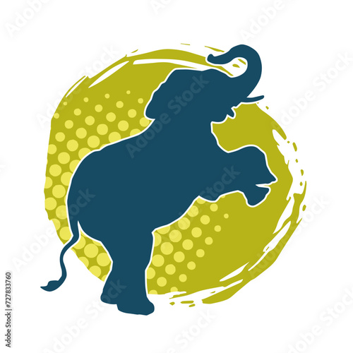Silhouette of a big elephant animal. Silhouette of a wild elephant animal.