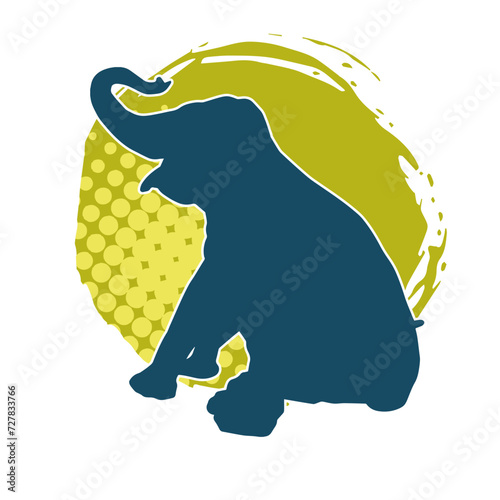 Silhouette of a big elephant animal. Silhouette of a wild elephant animal.