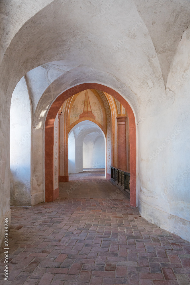 Arches in a gothic corridor in Pilgrimage Church of Saint John of Nepomuk
