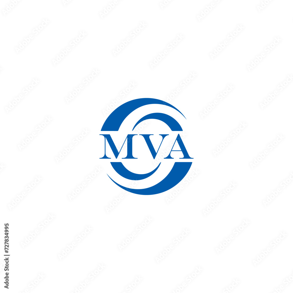 Fototapeta premium MVA logo. MVA set , M V A design. White MVA letter. MVA, M V A letter logo design. Initial letter MVA letter logo set, linked circle uppercase monogram logo. M V A letter logo vector design. 