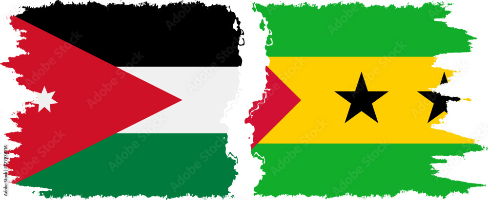 Sao Tome and Principe and Jordan grunge flags connection vector Sao Tome and Principe and Jordan grunge flags connection vector