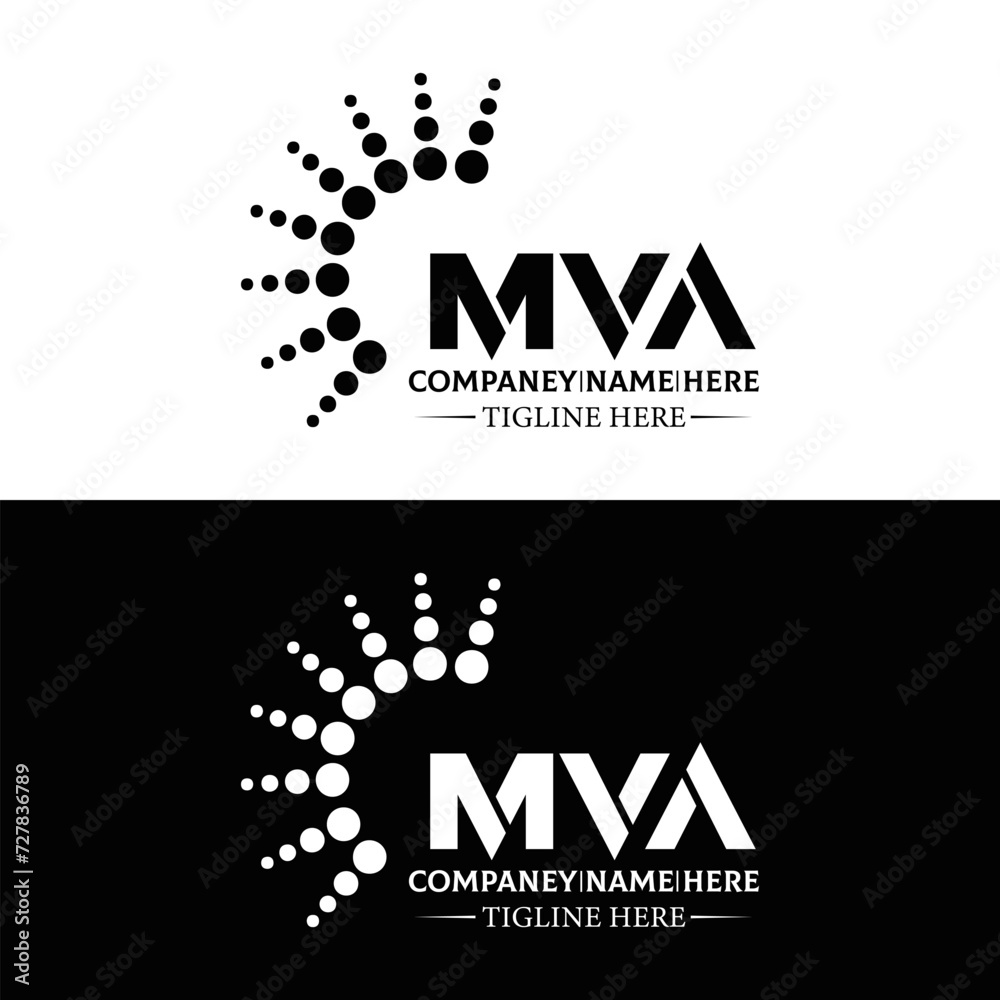 MVA logo. MVA set , M V A design. White MVA letter. MVA, M V A letter logo design. Initial letter MVA letter logo set, linked circle uppercase monogram logo. M V A letter logo vector design.	
