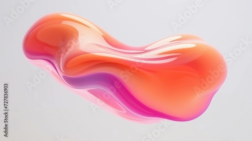Gradient color floating liquid blob. 3d rendering image. with isolated background