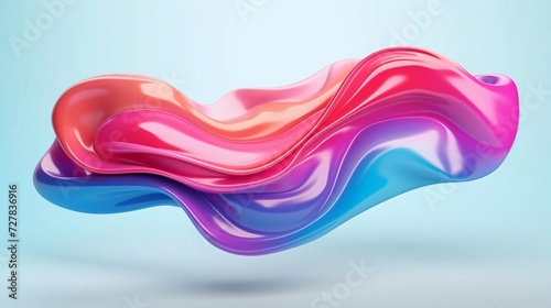 Gradient color floating liquid blob. 3d rendering image. with isolated background