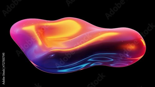 Gradient color floating liquid blob. 3d rendering image. with isolated background