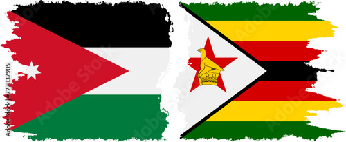 Free Download Zimbabwe and Jordan grunge flags connection vector - GFXLoad
