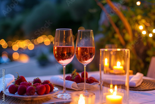 Wine. Romantic dinner outdoor