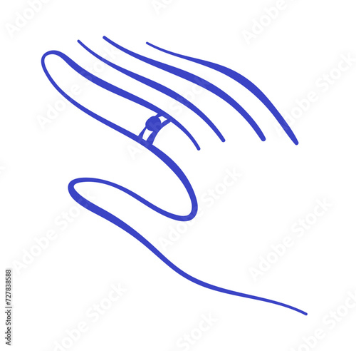 Continuous one line drawing abstract hand