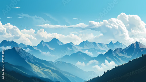 Majestic mountains, panoramic peaks PPT background