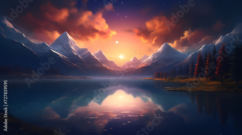 Stunning mountains  panoramic peaks PPT background