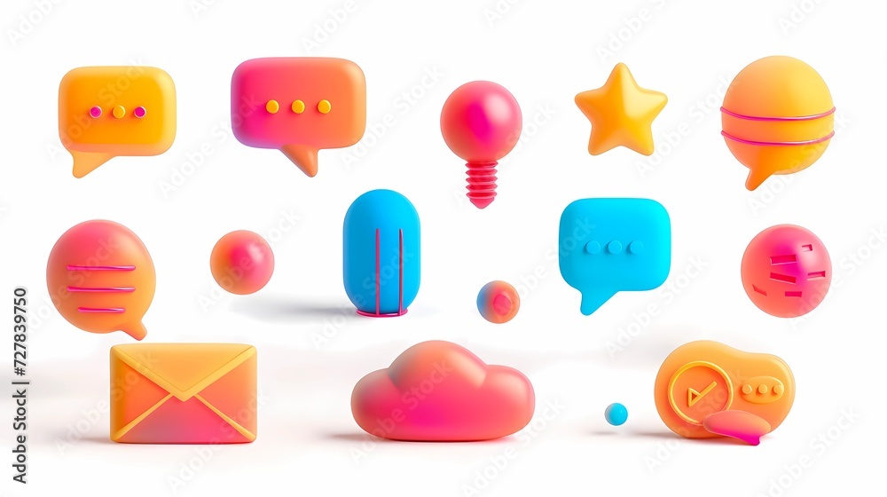 3D chat bubble icon set 3D chat bubble icon set