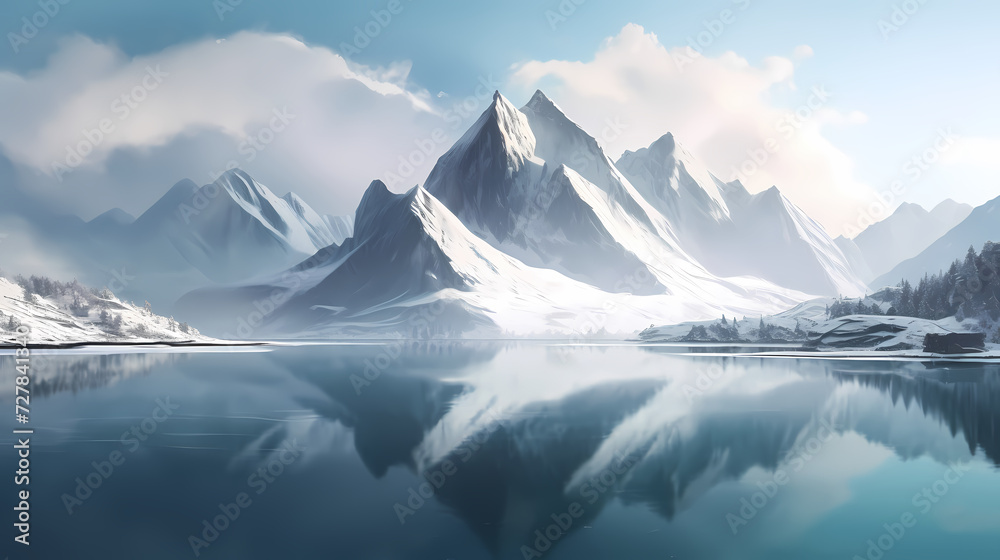 Fototapeta premium Stunning mountains, panoramic peaks PPT background