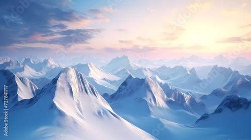 Majestic mountains  panoramic peaks PPT background