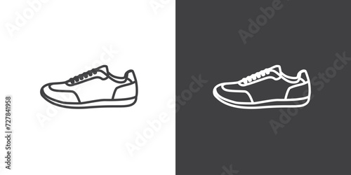 Women footwears icon. Sneaker icon. Sport shoe line icon in white and black background. Sport shoe vector icon illustration