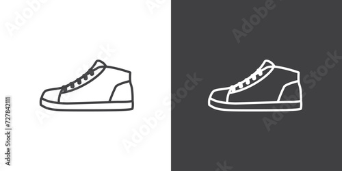 Casual Shoe vector, Footwears icon. Sneaker icon. Sport shoe line icon in white and black background. Sport shoe vector icon illustration