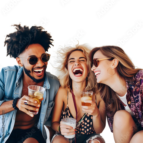 Friends laughing together at a comedy club isolated on white background, png
 photo