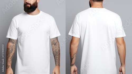 White men's classic t-shirt front and back in pure white
