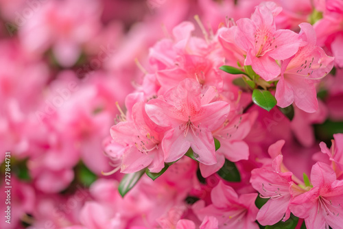 close-up of a blooming azalea bush  its flowers a vibrant shade of pink