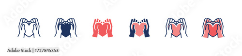 hand holding heart love icon set health care life charity vector illustration family giving support and protection symbol design