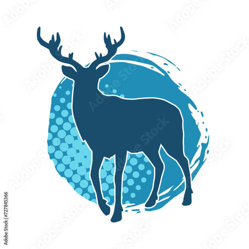 Silhouette of a deer wild forest animal with antlers.