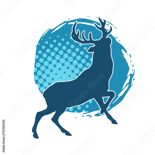 Silhouette of a deer wild forest animal with antlers.