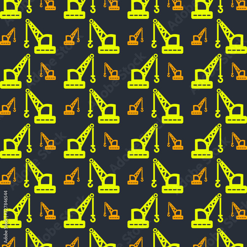 Crane trendy repeating pattern in dark background vector illustration