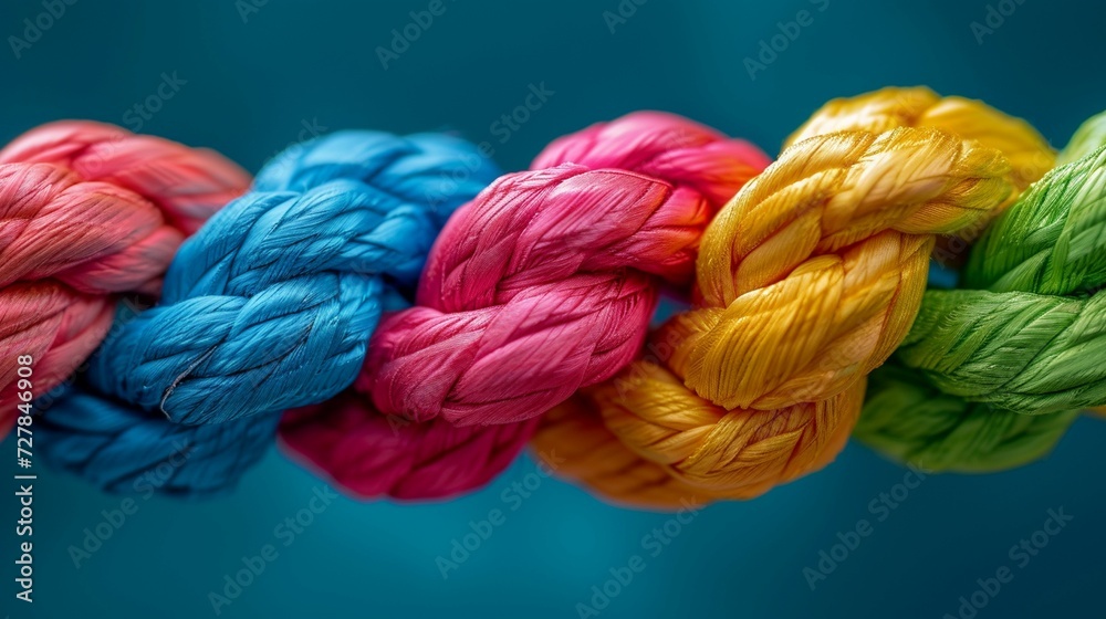 Strong diverse network rope team concept integrate braid color background generated by ai Strong diverse network rope team concept integrate braid color background generated by ai
